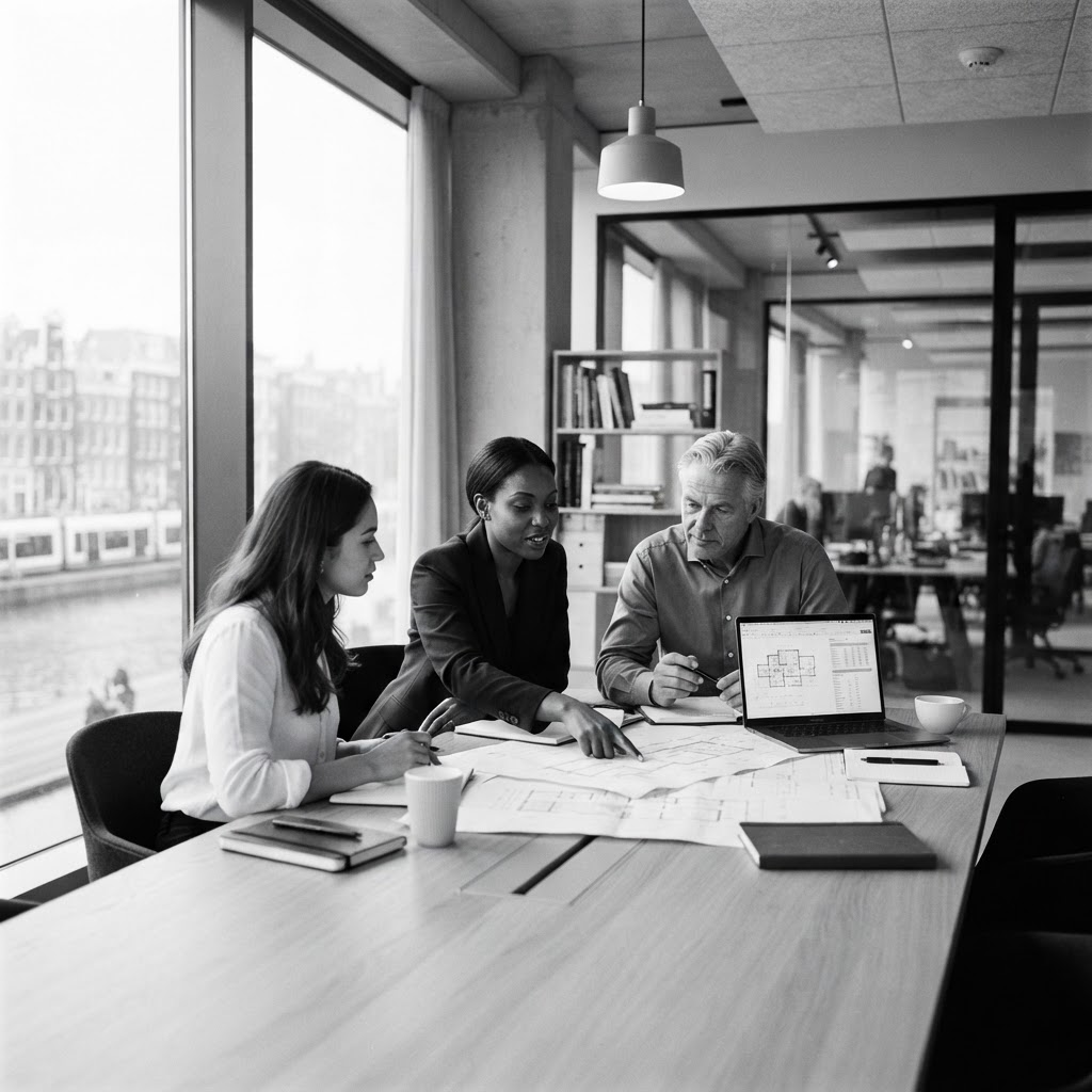 Consultants collaborating around a table